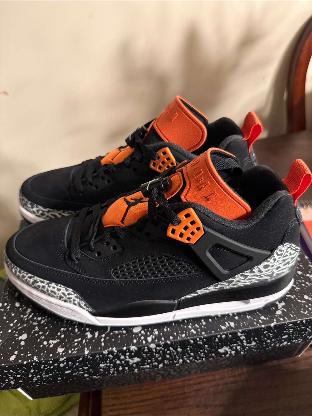 Jordan Men’s Black and Orange Retro Sneakers